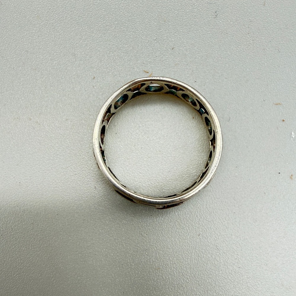 Vintage Sterling Silver Openwork Link Band Ring Size 5.75 Geometric 925 Jewelry - Picture 3 of 8